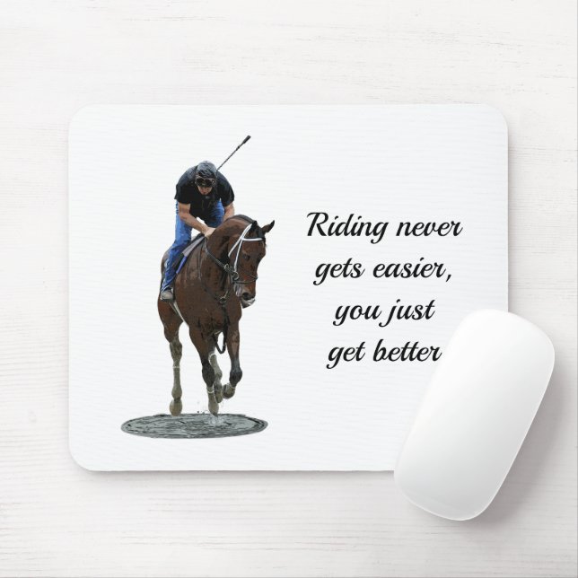 Galloping Thoroughbred Horse And Rider Mouse Pad (With Mouse)