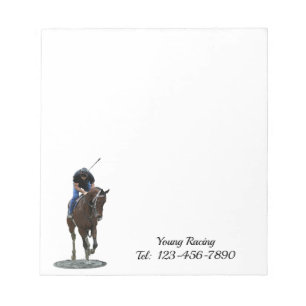 Galloping Thoroughbred Horse And Rider Notepad