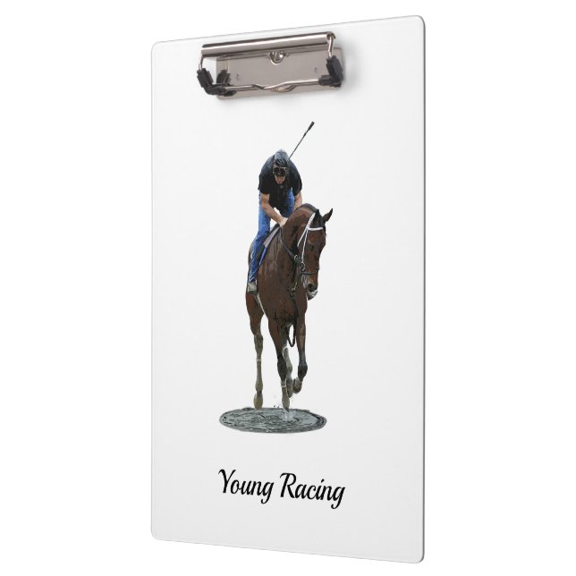 Galloping Thoroughbred Horse Clipboard With Quote (Left)