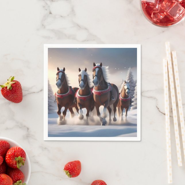 Galloping Through the Snow: Santa’s Magical Horses Napkin (Insitu)