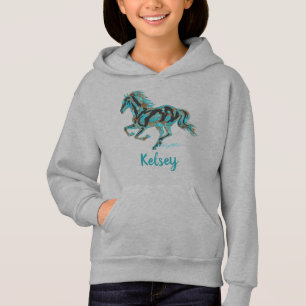 Galloping Turquoise Horse Silhoutte