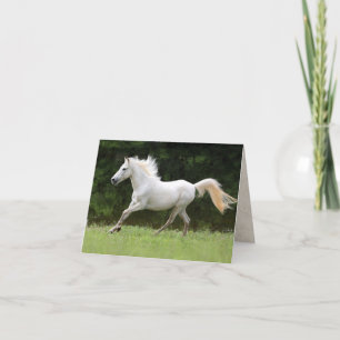 Galloping White Horse Card