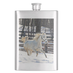 Galloping White Horse Hip Flask