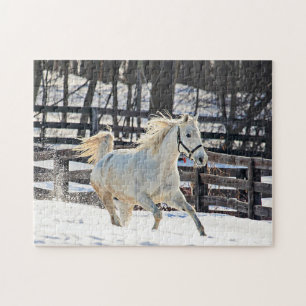 Galloping White Horse Jigsaw Puzzle