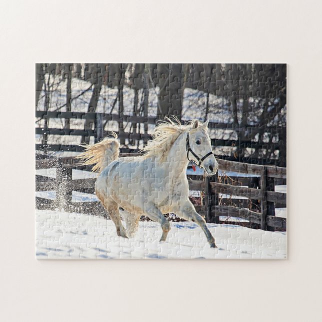 Galloping White Horse Jigsaw Puzzle (Horizontal)