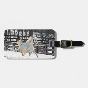Galloping White Horse Luggage Tag