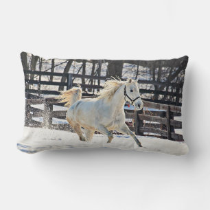 Galloping White Horse Lumbar Cushion