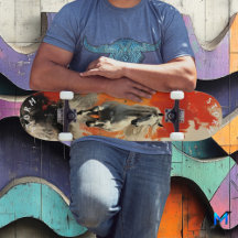 Galloping White Stallion in Fiery Sunset, Retro