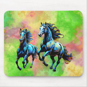 Gallopping Horses in the Morning Mist Mouse Pad
