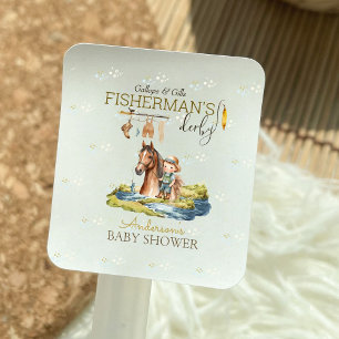 Gallops and Gills Fisherman Derby Baby Shower  Square Sticker