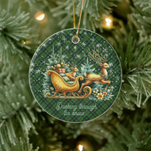 Galloway Hunting M Scottish Tartan Christmas Ceramic Ornament