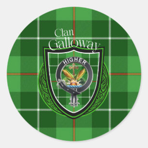Galloway Scottish Clan Tartan & Crest Classic Round Sticker