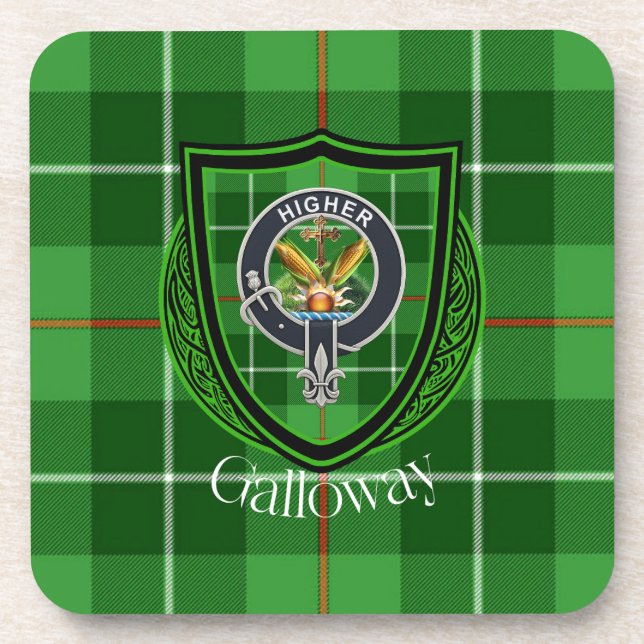 Galloway Scottish Clan Tartan & Crest Coaster (Front)