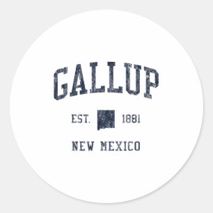 Gallup Nm Jn1 Vintage Athletic Blue Design Classic Round Sticker