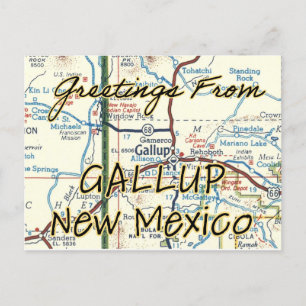 Gallup NM Vintage Map Postcard