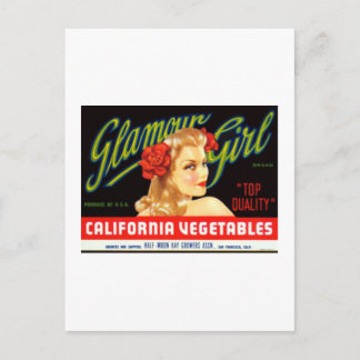 Galmour Girl California Vegetables Postcard