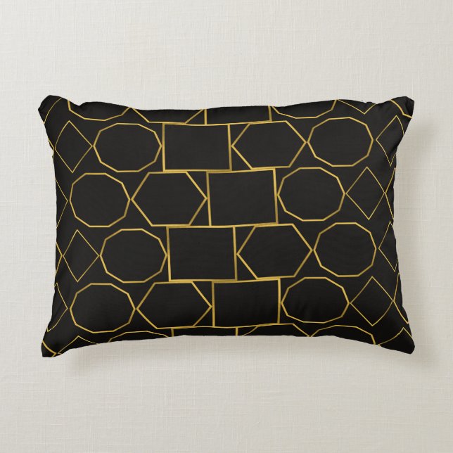 Galmourous Golden Geometric pattern Decorative Cushion (Front)
