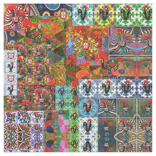 Galo de Barcelos, Portugal Fabric (Close Up)