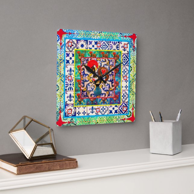 Galo de Barcelos, Portugal Square Wall Clock (Office)