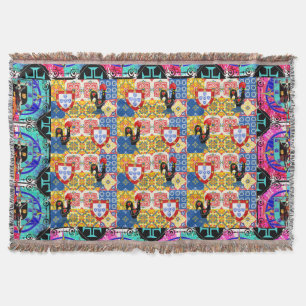 Galo de Barcelos, Portugal Throw Blanket