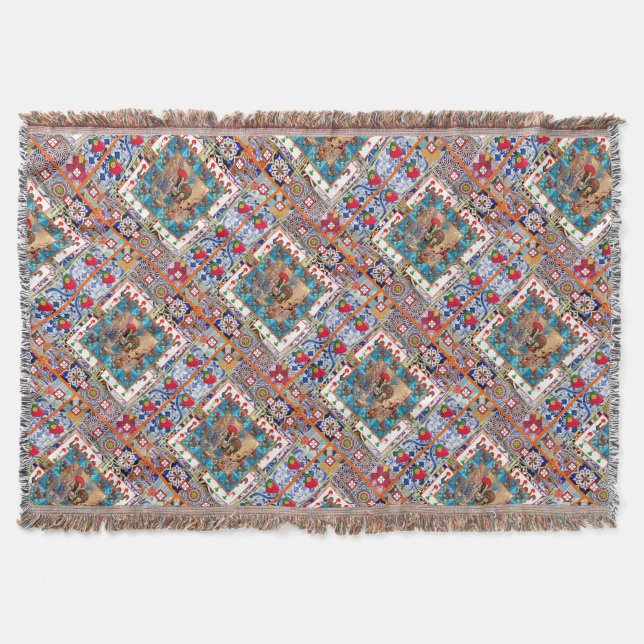 Galo de Barcelos, Portugal Throw Blanket (Front)