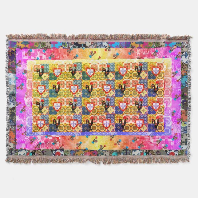 Galo de Barcelos, Portugal Throw Blanket (Front)