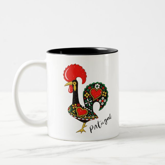 Galo de Barcelos Portuguese Rooster Two-Tone Coffee Mug (Left)