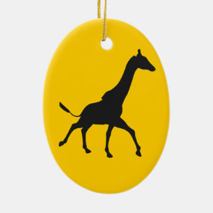 Galopping Giraffe Silhouette Ceramic Tree Decoration