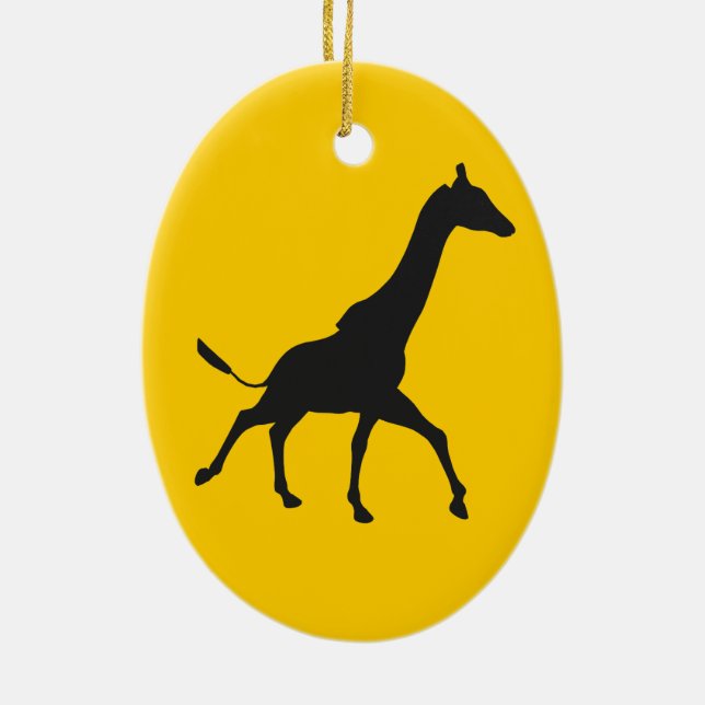 Galopping Giraffe Silhouette Ceramic Tree Decoration (Back)