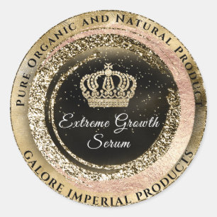 Galore Imperial Pure Organic Golden Crown Name Classic Round Sticker