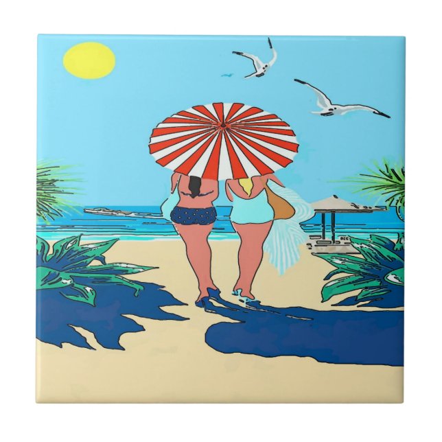 Gals on Beach Tile (Front)