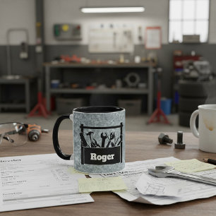 Galvanised metal with toolbox personalised mug
