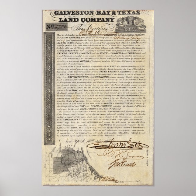 Galveston Bay and Texas Land Company Poster (Front)