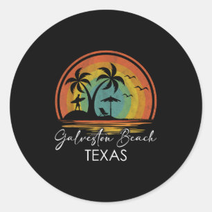 Galveston Beach Texas Summer Vacation Tropical Sun Classic Round Sticker