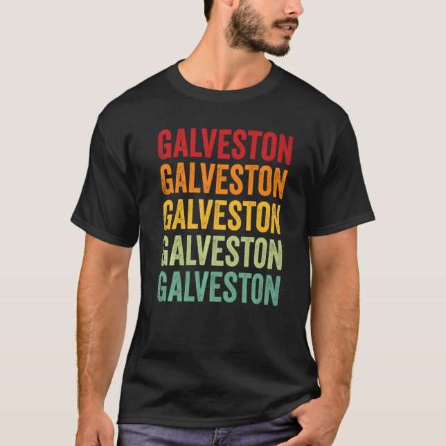 Galveston County Texas Rainbow Text T-Shirt (Front)