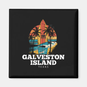 Galveston Island Beach Texas Surfboard Surfing Ret Magnet