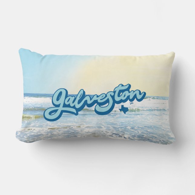 Galveston Island Texas (blue) Lumbar Cushion (Front)