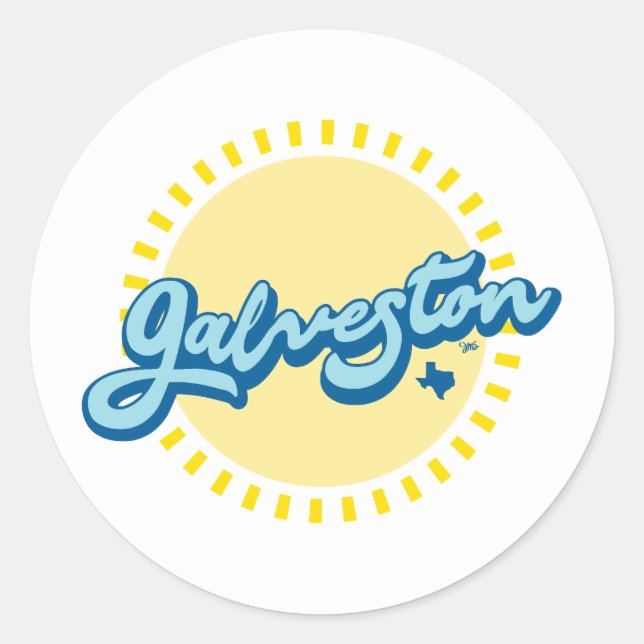 Galveston Island Texas Classic Round Sticker (Front)