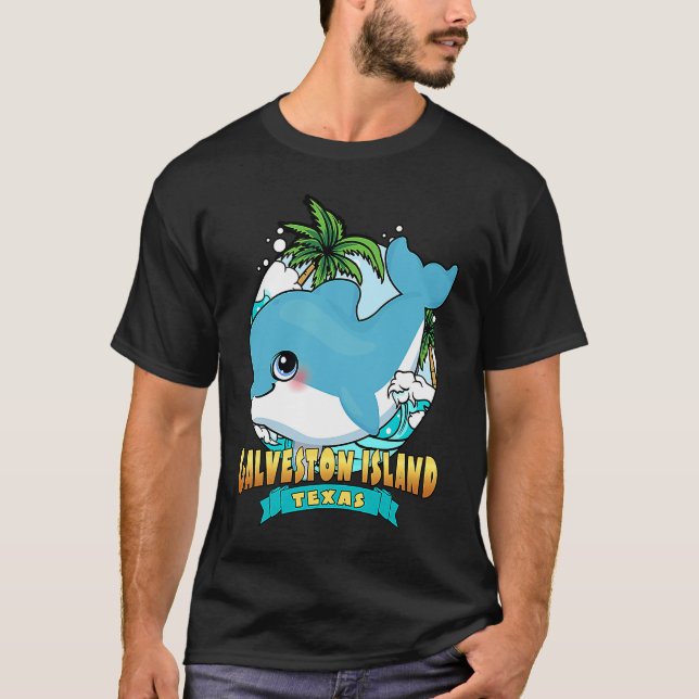 GALVESTON ISLAND TEXAS Cute Baby Dolphin Beach Sou T-Shirt (Front)