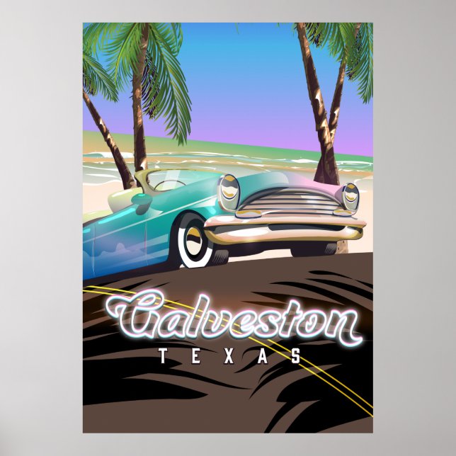 Galveston Island Texas USA map Poster (Front)