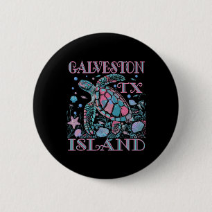 Galveston Island Tx Turtle Lover Colorful Beach So 6 Cm Round Badge