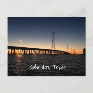Galveston Night Time Skyline Postcard