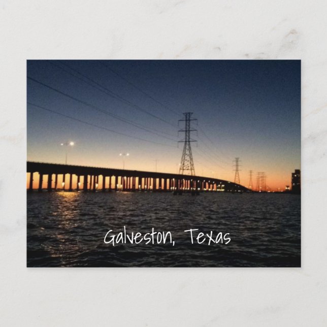 Galveston Night Time Skyline Postcard (Front)