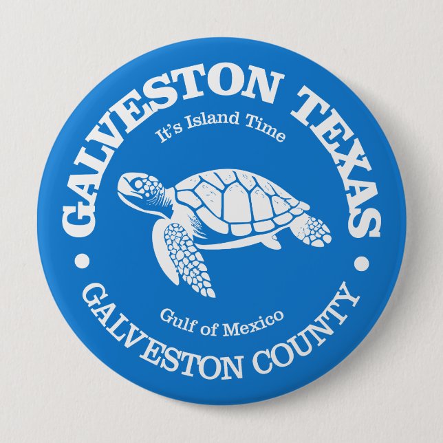 Galveston (sea turtle) 10 cm round badge (Front)