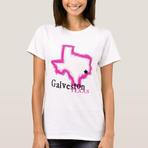 Galveston Texas artistic pink outline T-Shirt
