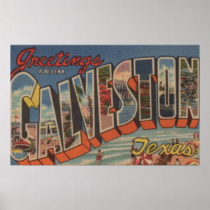 Galveston, Texas - Large Letter Scenes 2 Poster