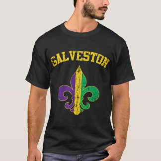 Galveston Texas Mardi Gras Fleur De Lis Symbol  T-Shirt