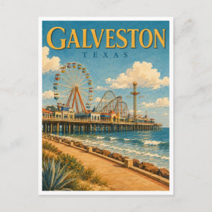 Galveston Texas Pier GeoSaga Postcard