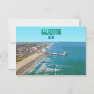 Galveston Texas Pier Shore Vintage Flat Card