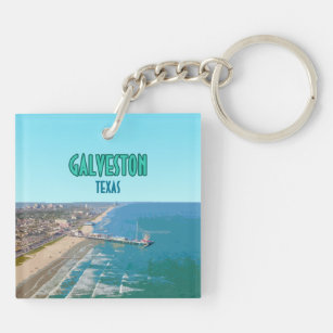 Galveston Texas Pier Shore Vintage Key Ring